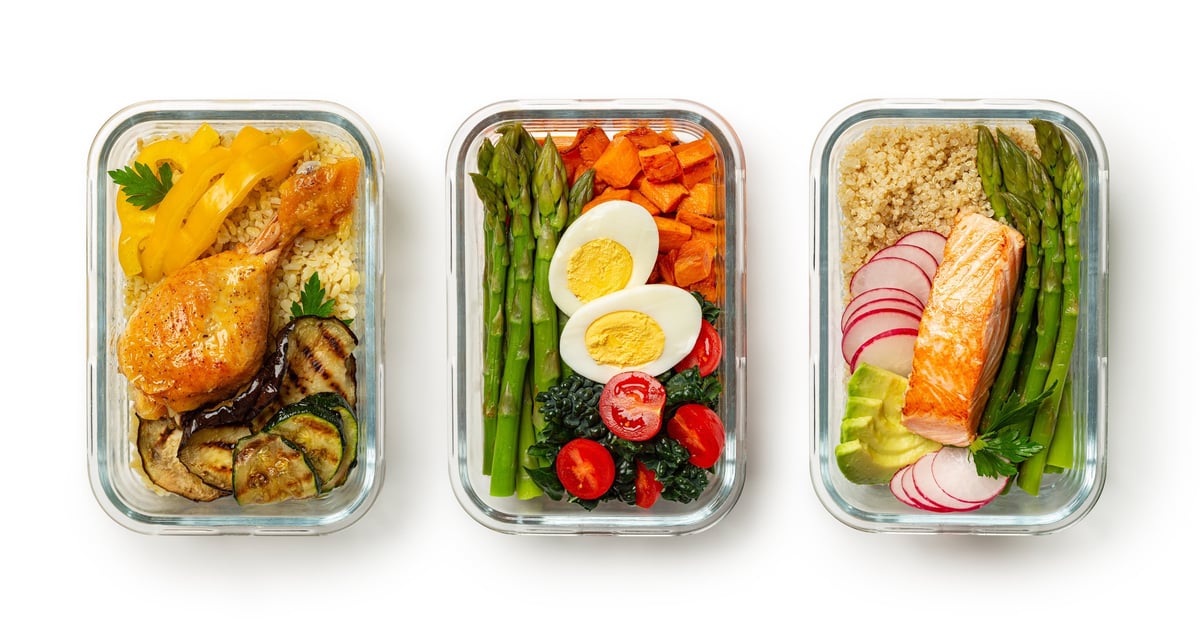 Meal prep containers with healthy food